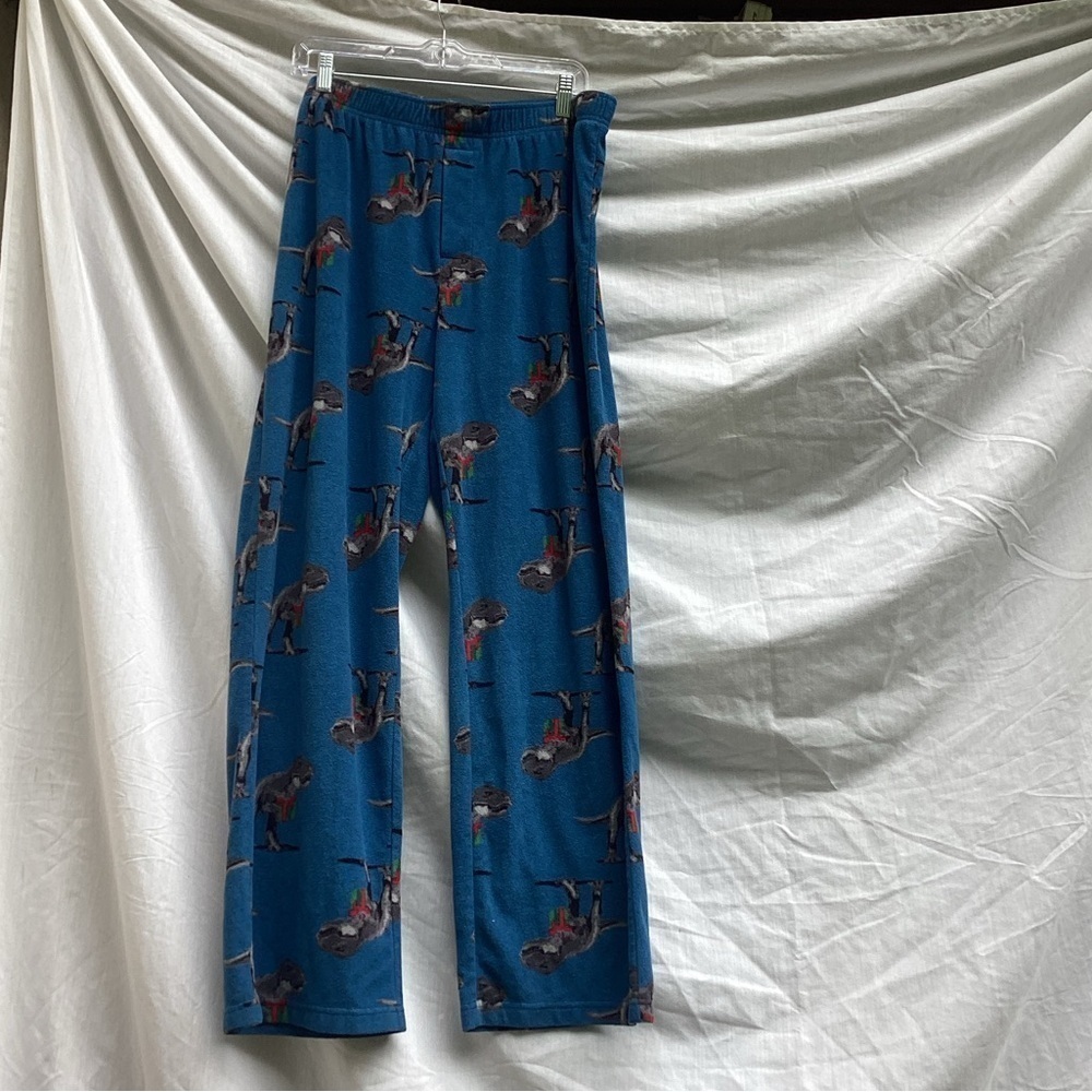 Croft & Barrow blue T-Rex Holiday fleece pajama pants, size large